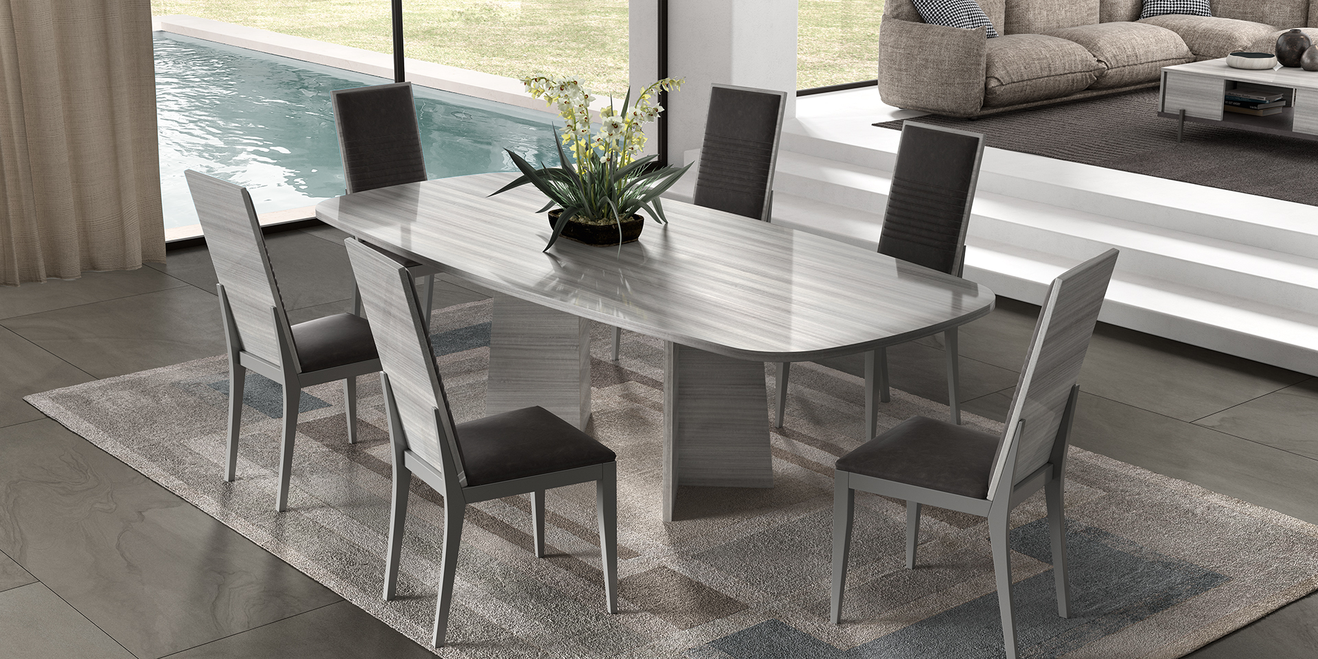 Стол овальный MIA SILVER GREY 250