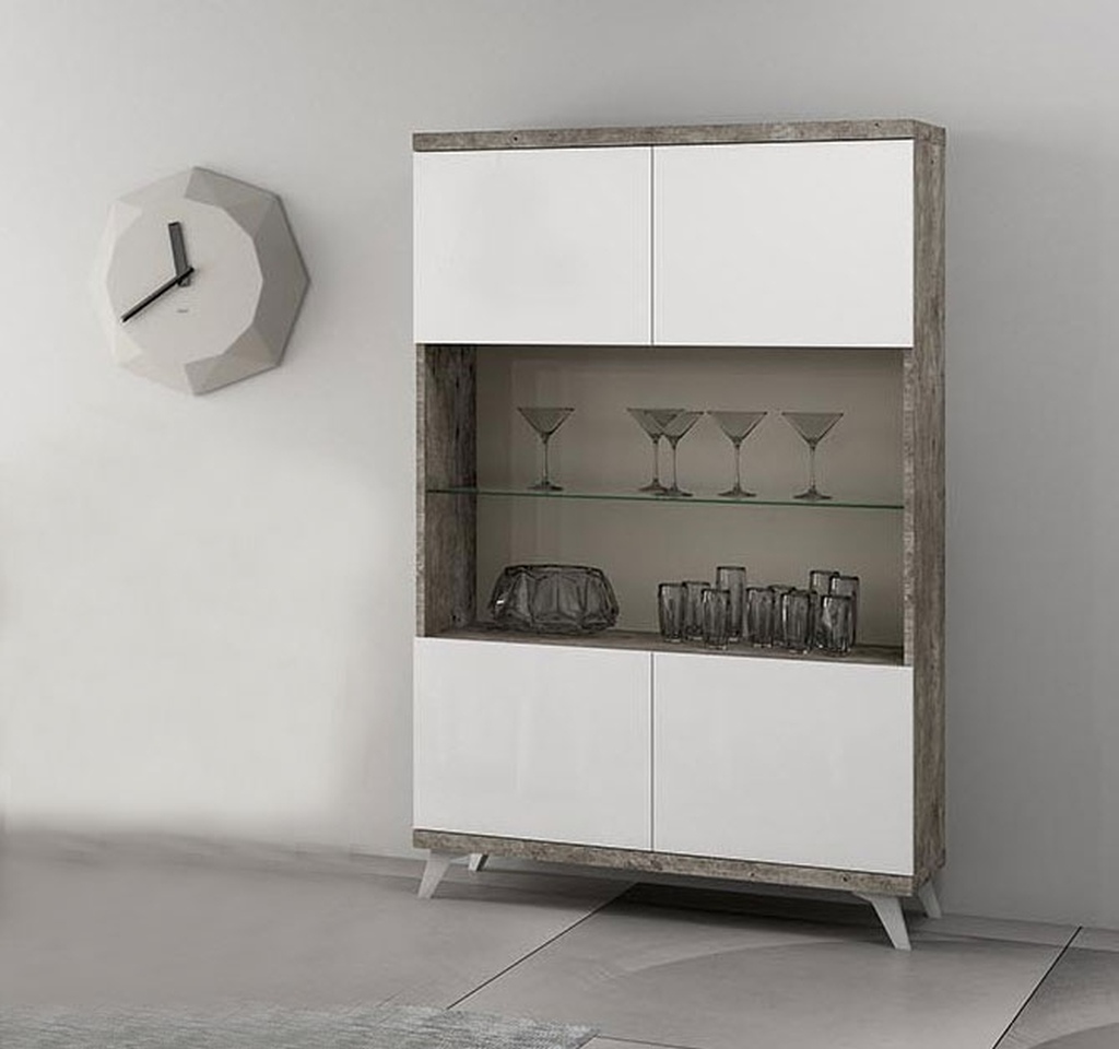 Шкаф Витрина для гостиной TREVISO Grey закрытая