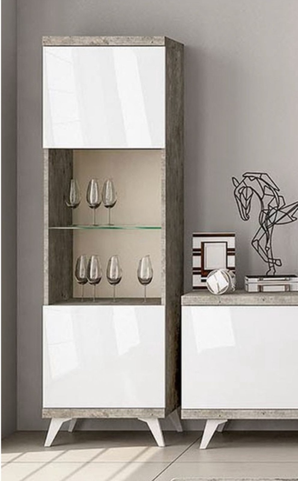 Витрина для гостиной  TREVISO Grey со стеклянной дверцей