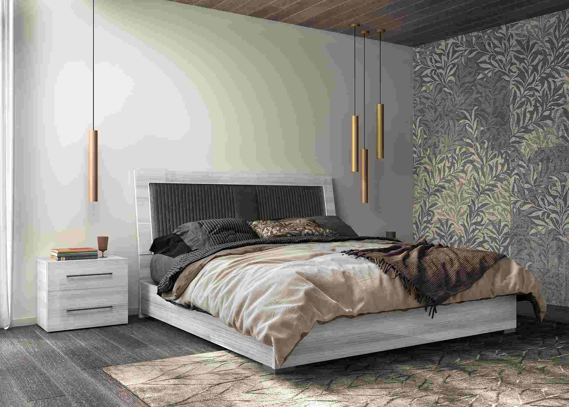 Кровать двуспальная MIA SILVER GREY 198 с мягким изголовьем