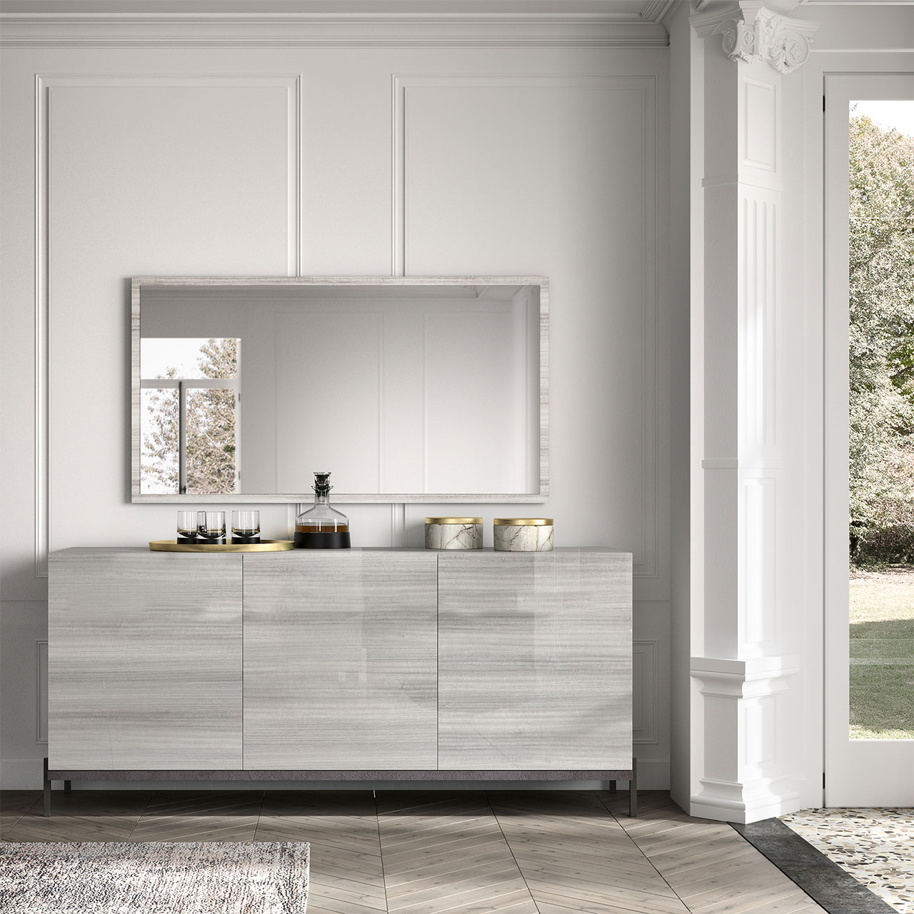 Буфет прилавок 3 дверный MIA SILVER GREY
