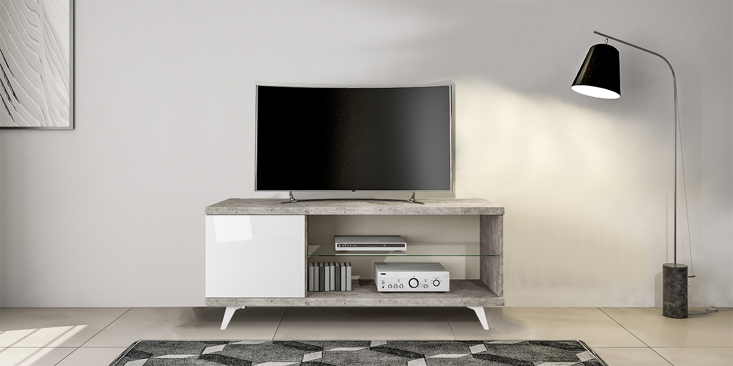 ТВ тумба для гостиной TREVISO Grey  с открытой полкой